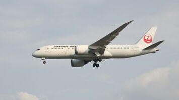 Japan Airlines plane in flight