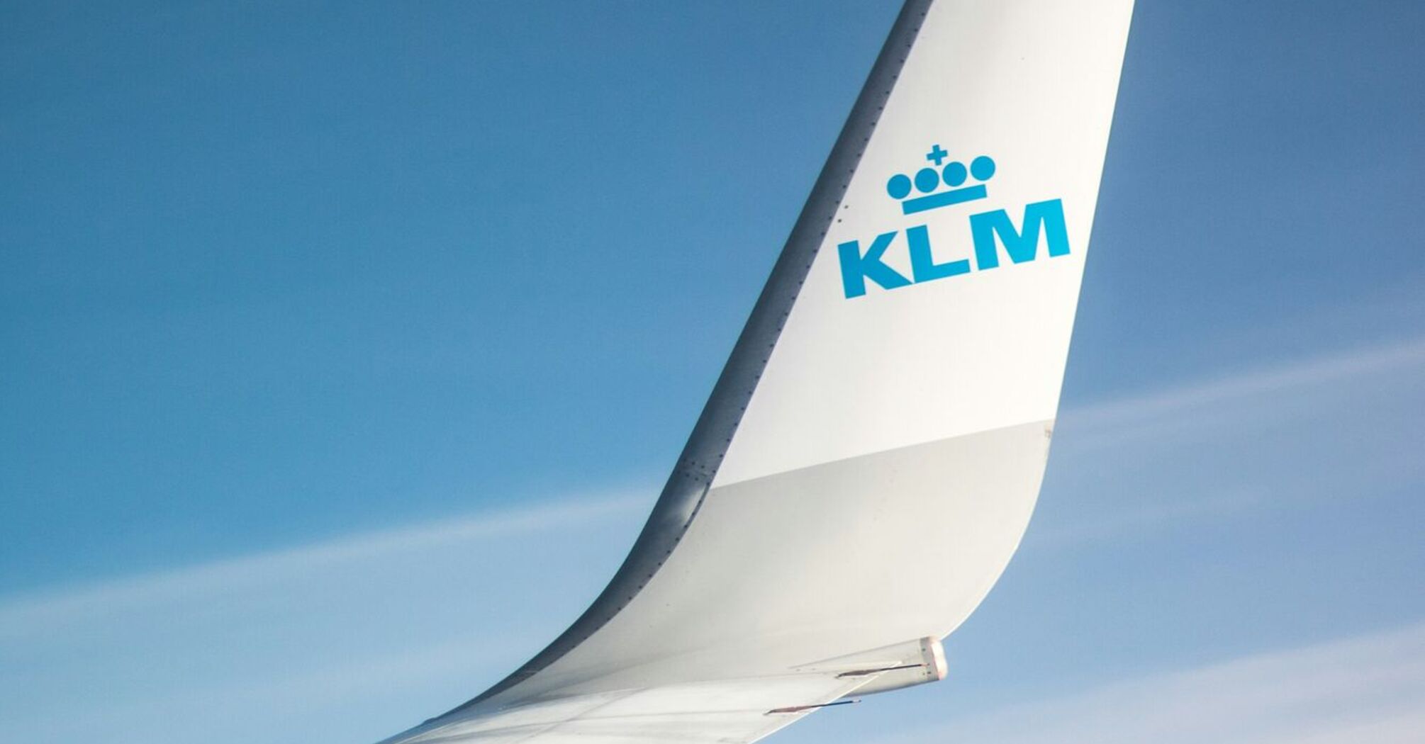 KLM airplane wing in flight
