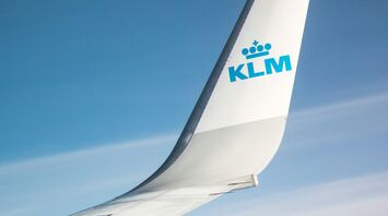 KLM airplane wing in flight