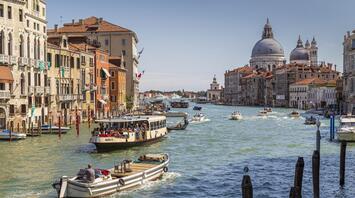 Boats in the canal in Venice