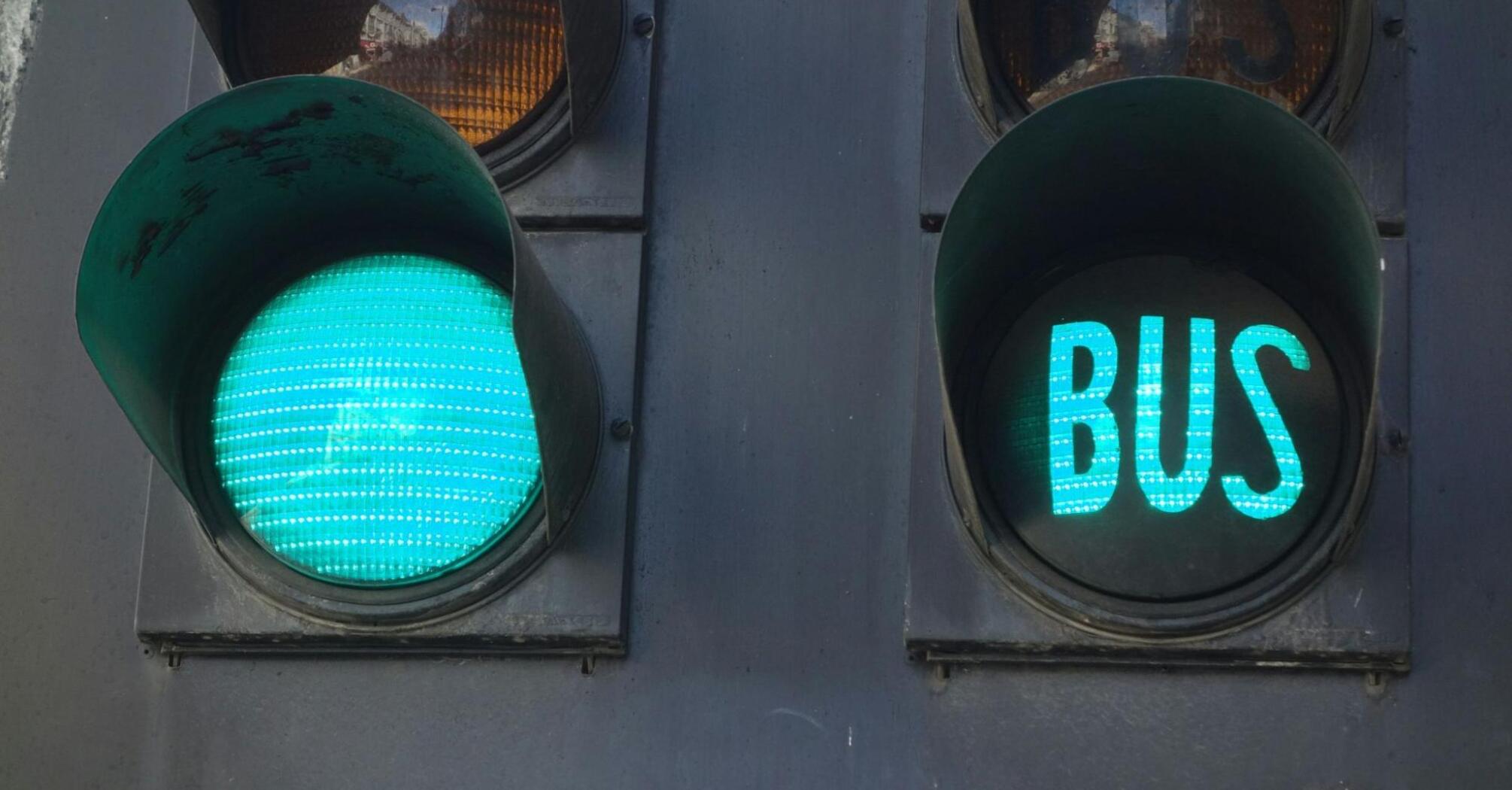 Traffic light with a green signal and a bus signal