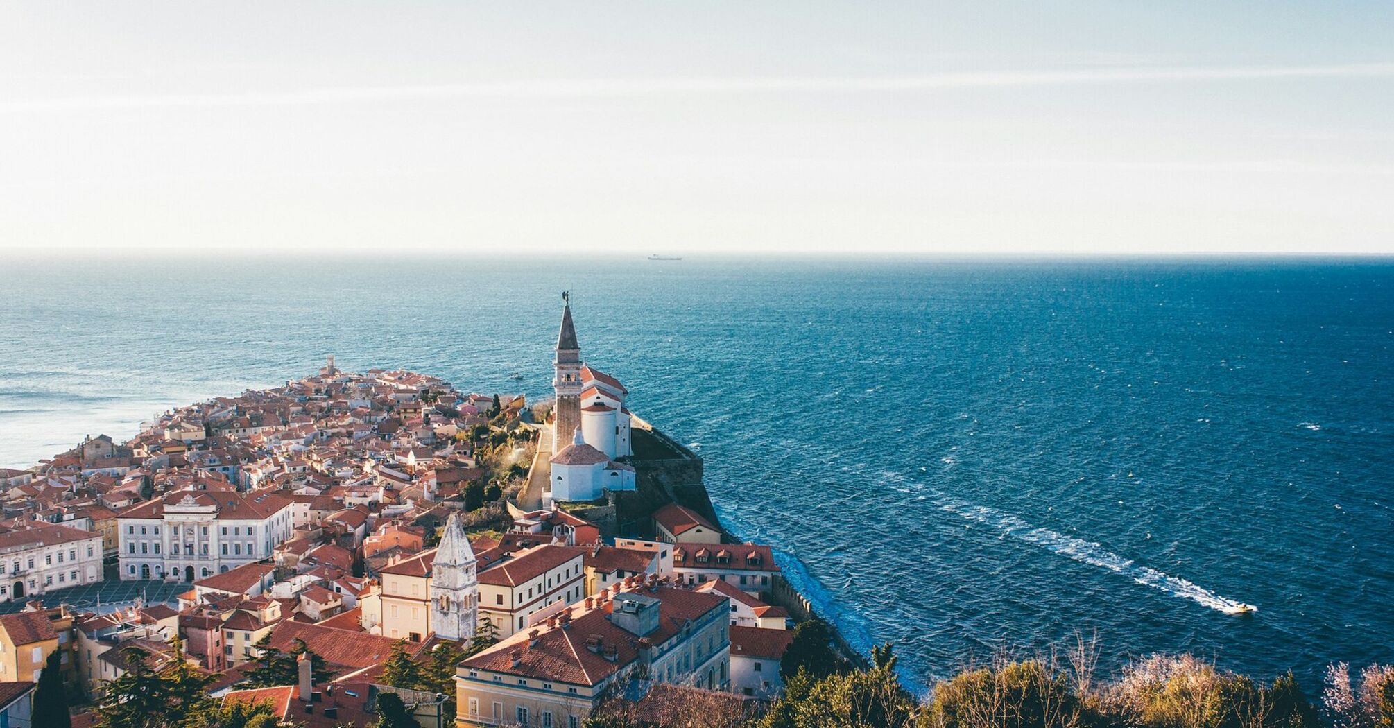 Slovenian coastal town overlooking the Adriatic Sea