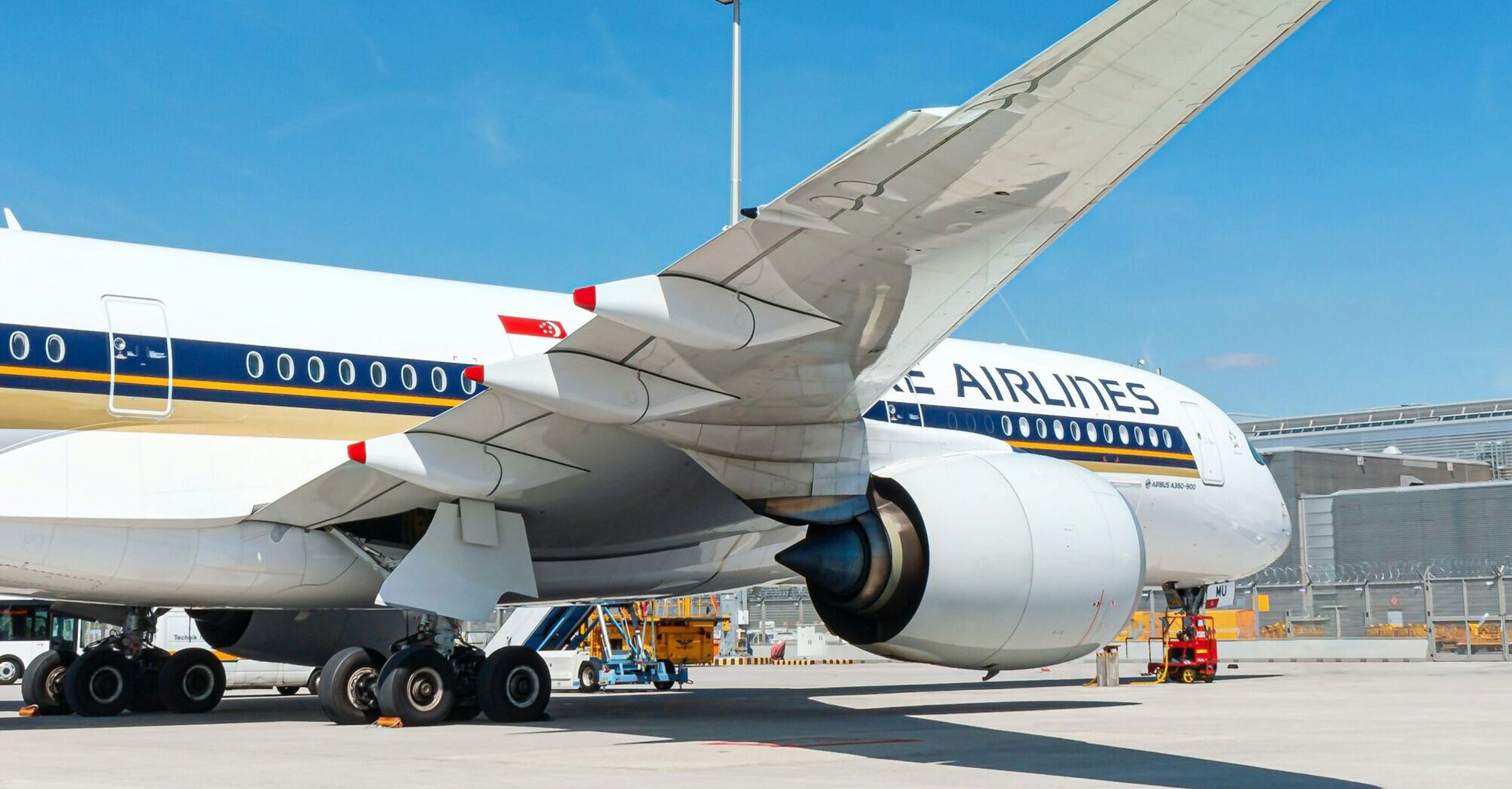 Airplane wingtip of Singapore Airlines aircraft