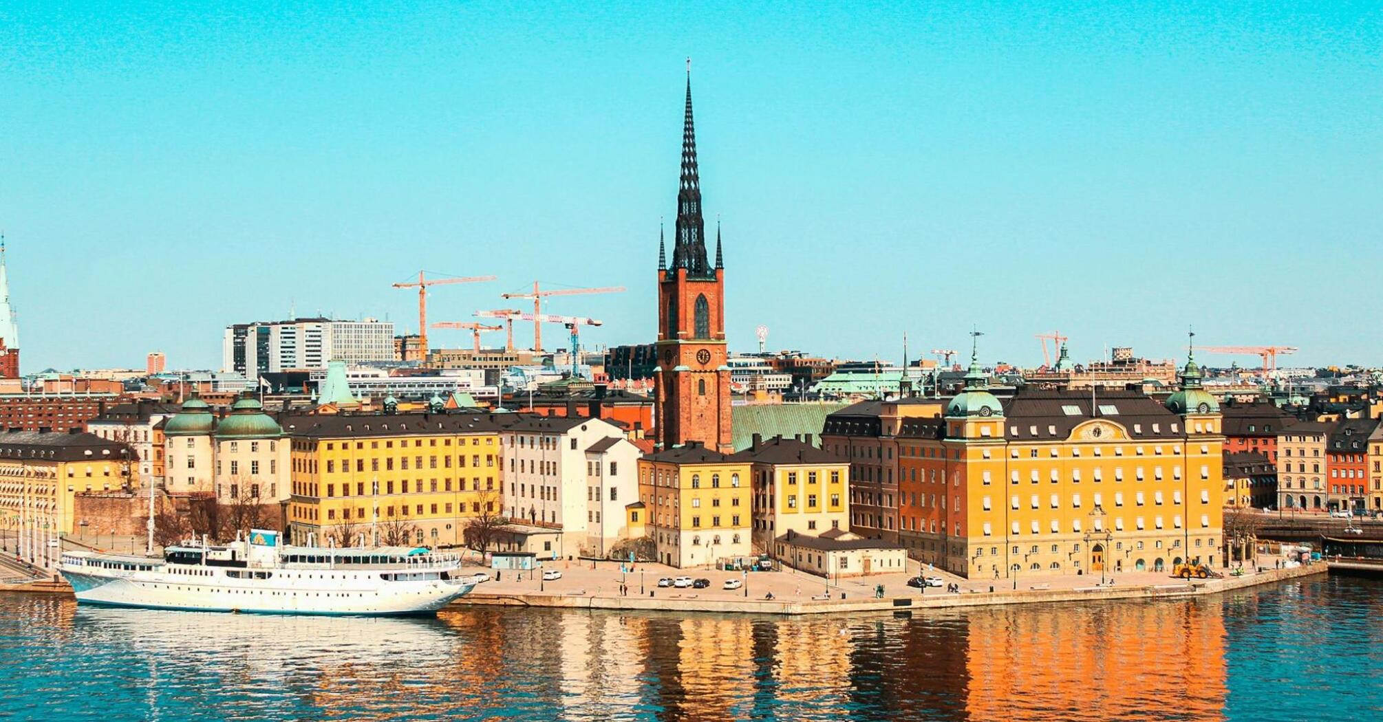 The city center of Stockholm by the river