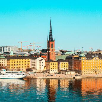 The city center of Stockholm by the river