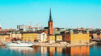 The city center of Stockholm by the river