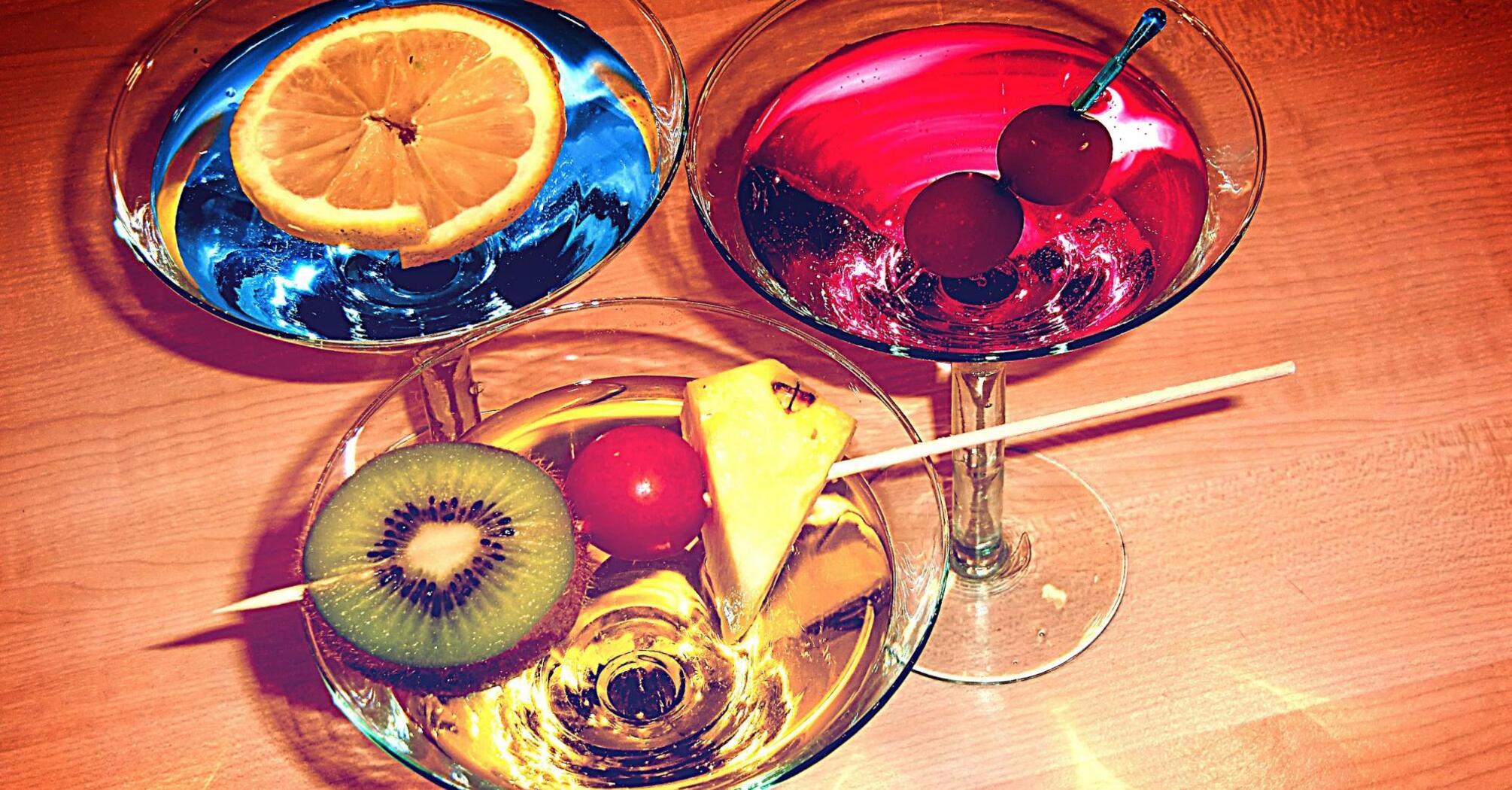 Vibrant cocktails with exotic fruits