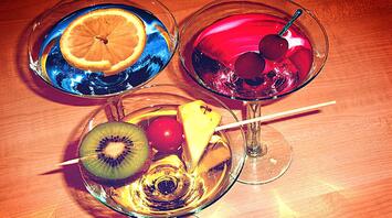 Vibrant cocktails with exotic fruits