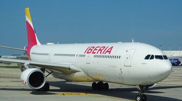 Iberia A330-300 flying to Madrid, Spain