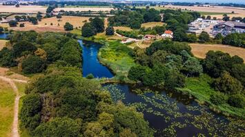 Bird eye view of Lound Lakes, Hopton, Great Yarmouth, UK