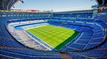 Panoramic view of the stadium prepared for matches