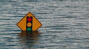 Sinking Road Sign