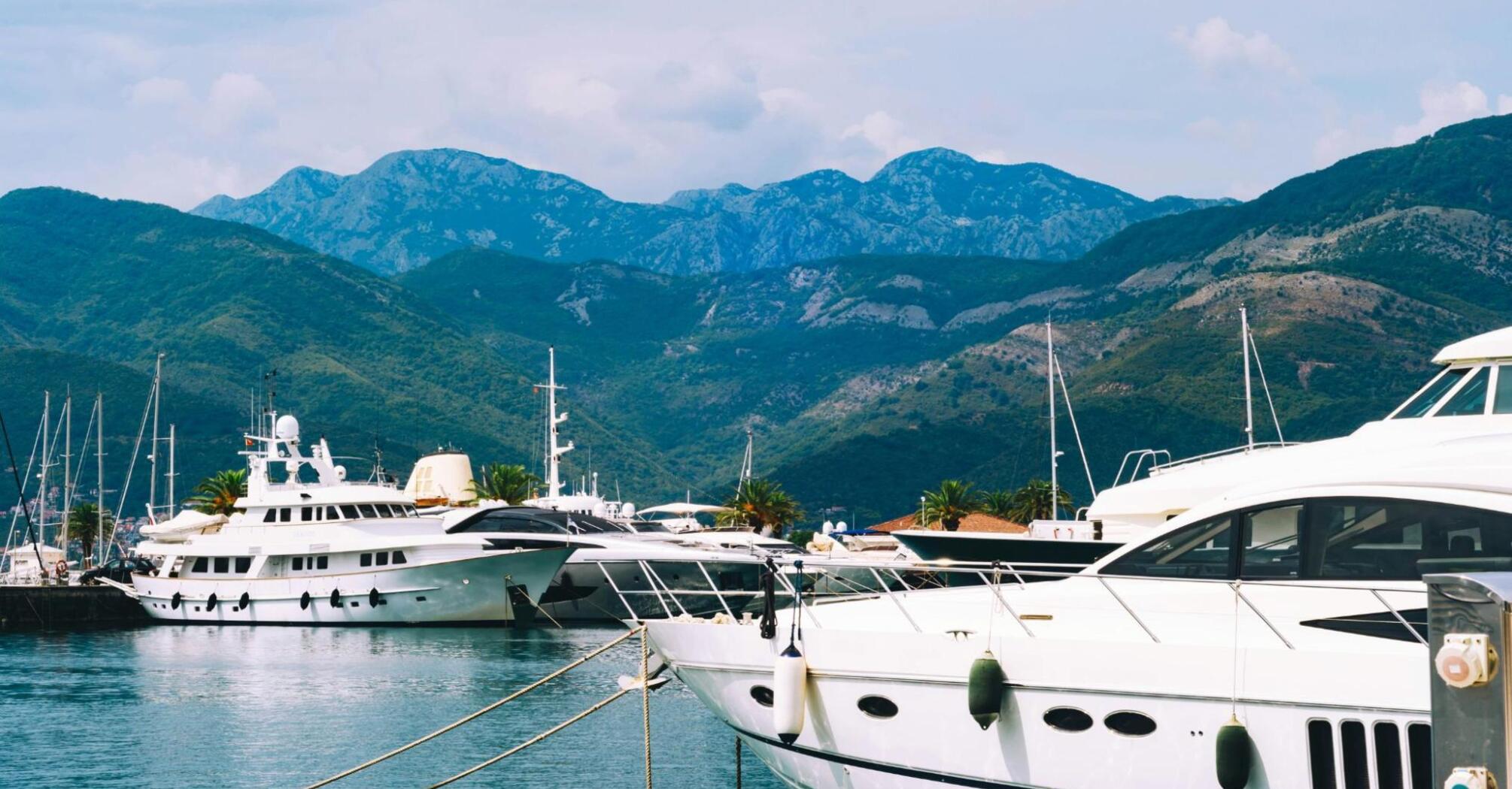 The beautiful scenery observed from Tivat Bay, Montenegro