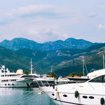 The beautiful scenery observed from Tivat Bay, Montenegro