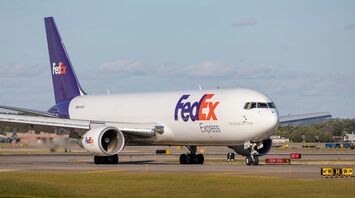 A FedEx 767 taxiing to cargo area at MSP.