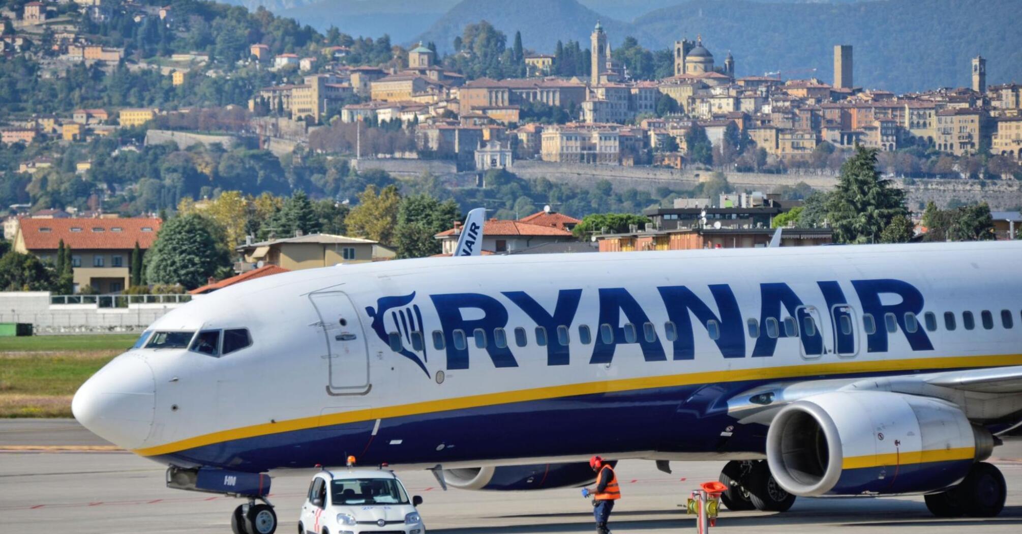 Ryanair jet in Bergamo, Italy