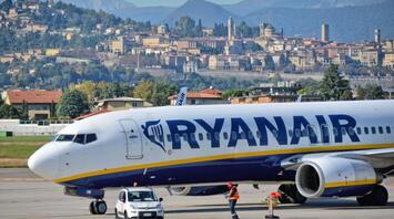 Ryanair jet in Bergamo, Italy