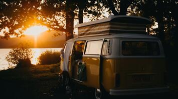 Van during sunset in Scotland