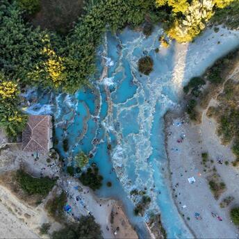 Bird’s eye view of the thermal resort in Tuscany