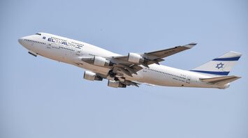 El Al Boeing 747 taking off from Ben Gurion airport.