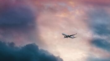 Airplane on a twilight sky