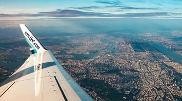 View from a WestJet airplane window