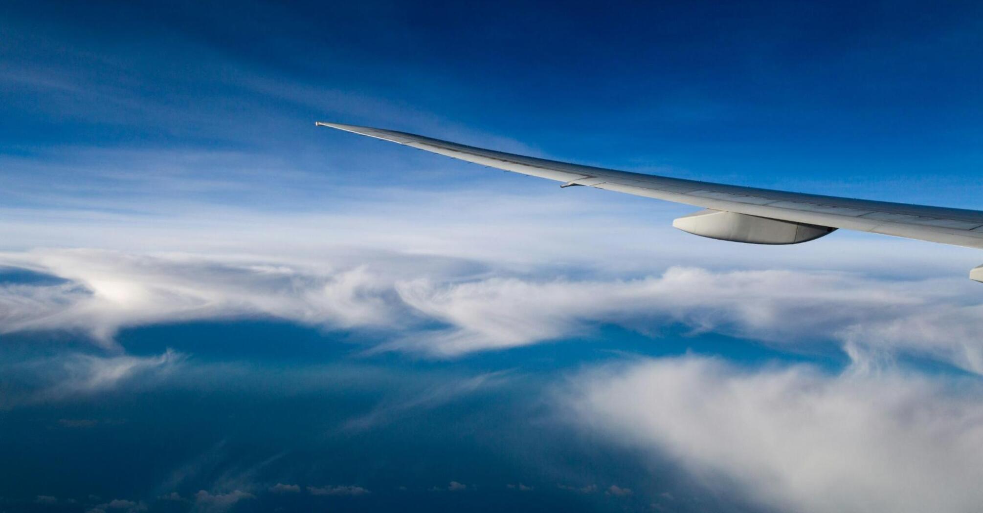 View from the plane window during the flight