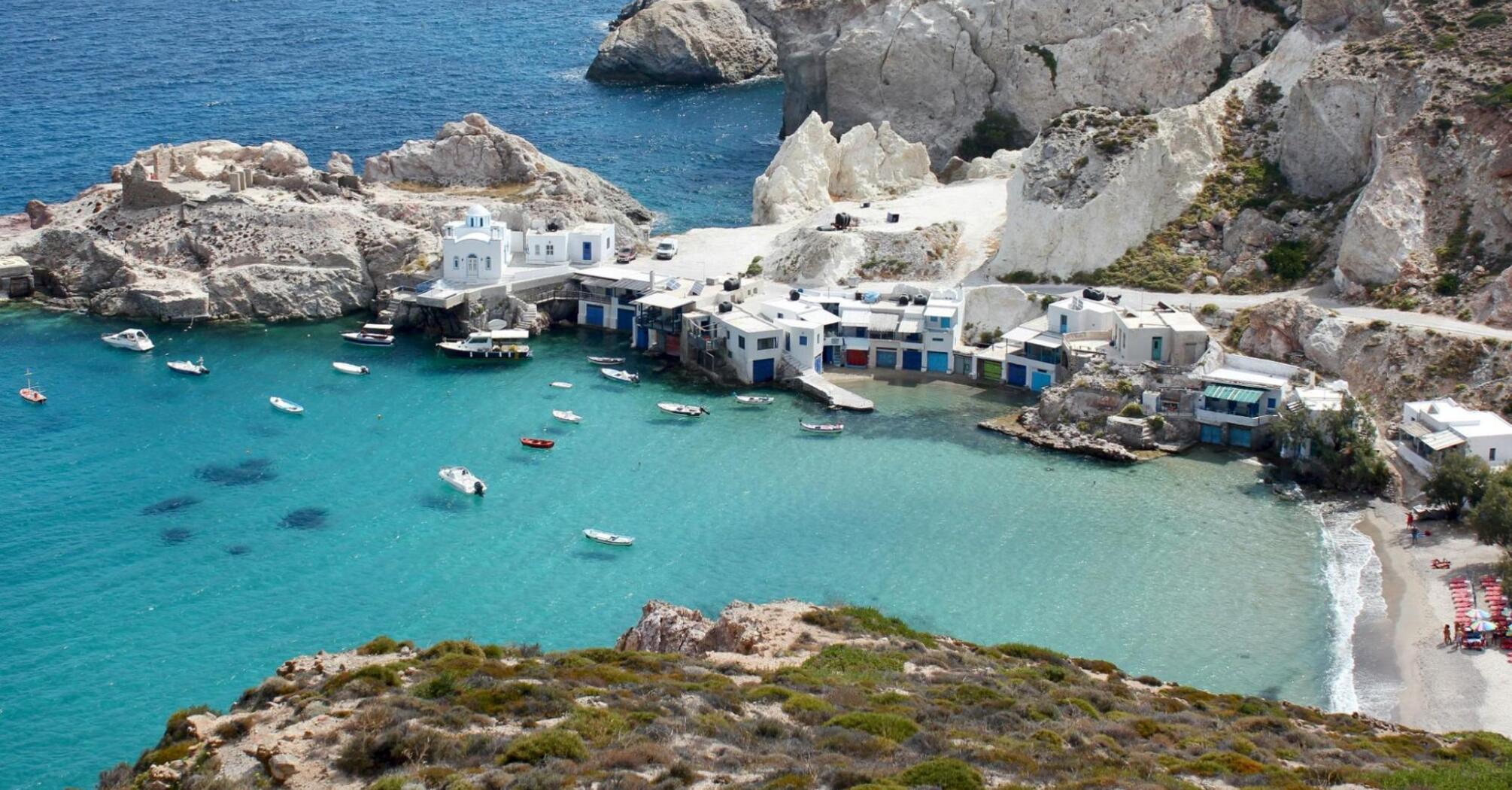 The view of a tiny village on the Milos Island