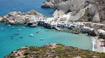 The view of a tiny village on the Milos Island