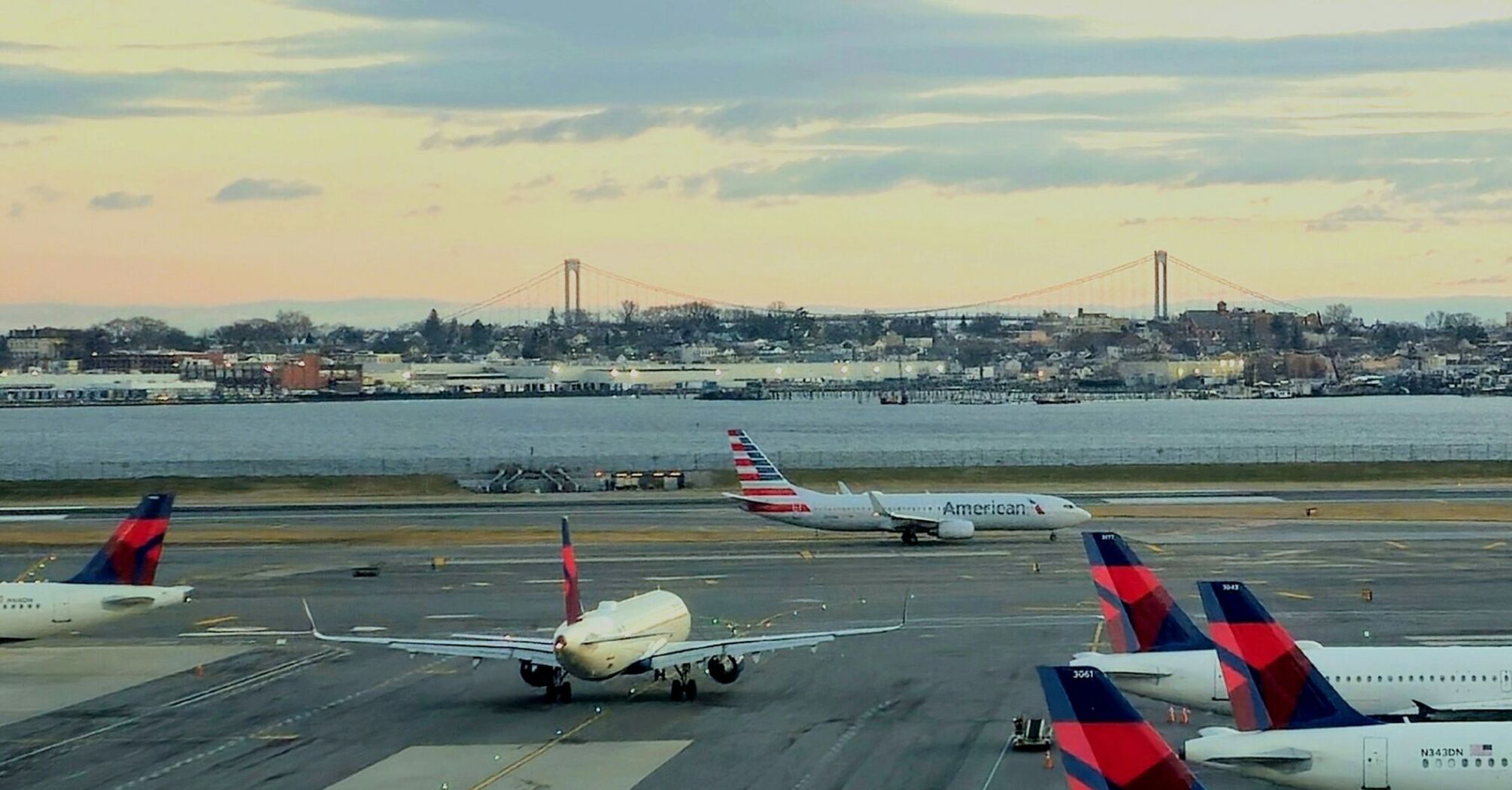 American Airlines and Delta planes at airport