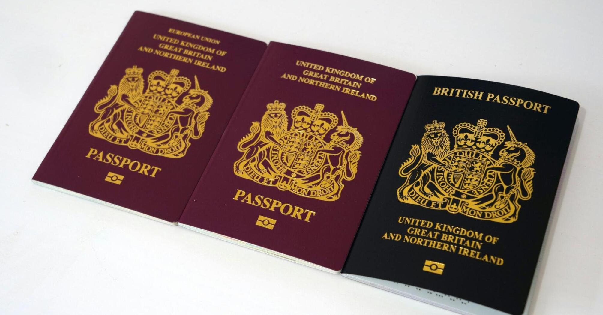 Different colors of the British Passports