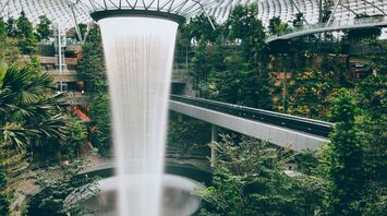 The Rain Vortex indoor waterfall at Singapore's Jewel Changi international airport