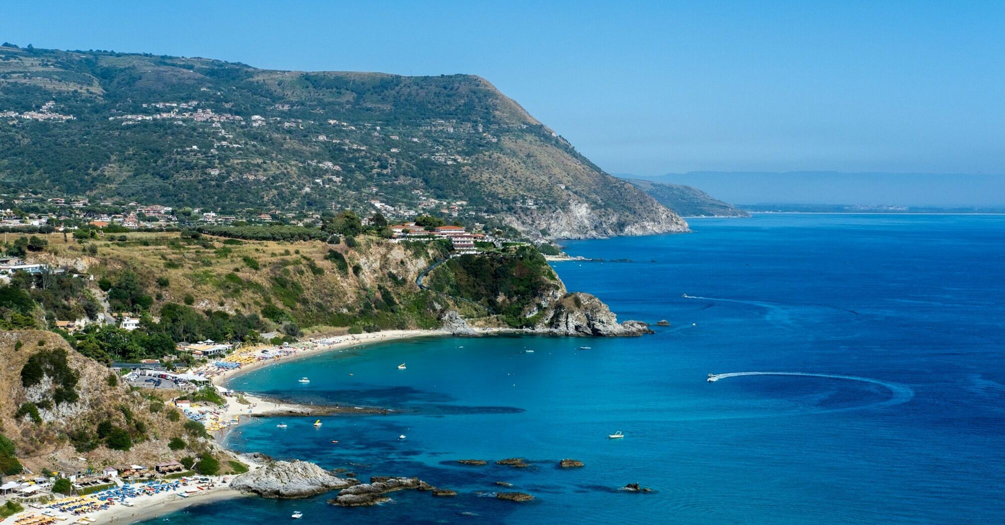 Calabria coastline with clear blue waters and beaches