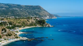 Calabria coastline with clear blue waters and beaches