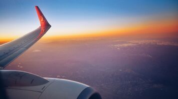 View from Turkish Airlines plane during sunset