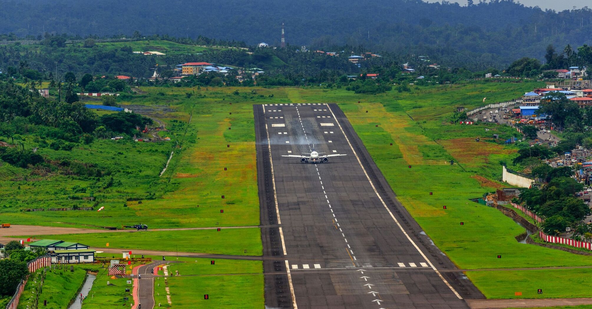 airliner on picturesque runway