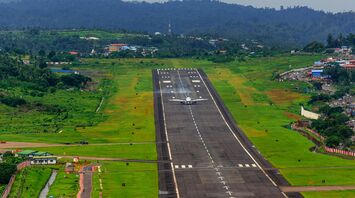 airliner on picturesque runway