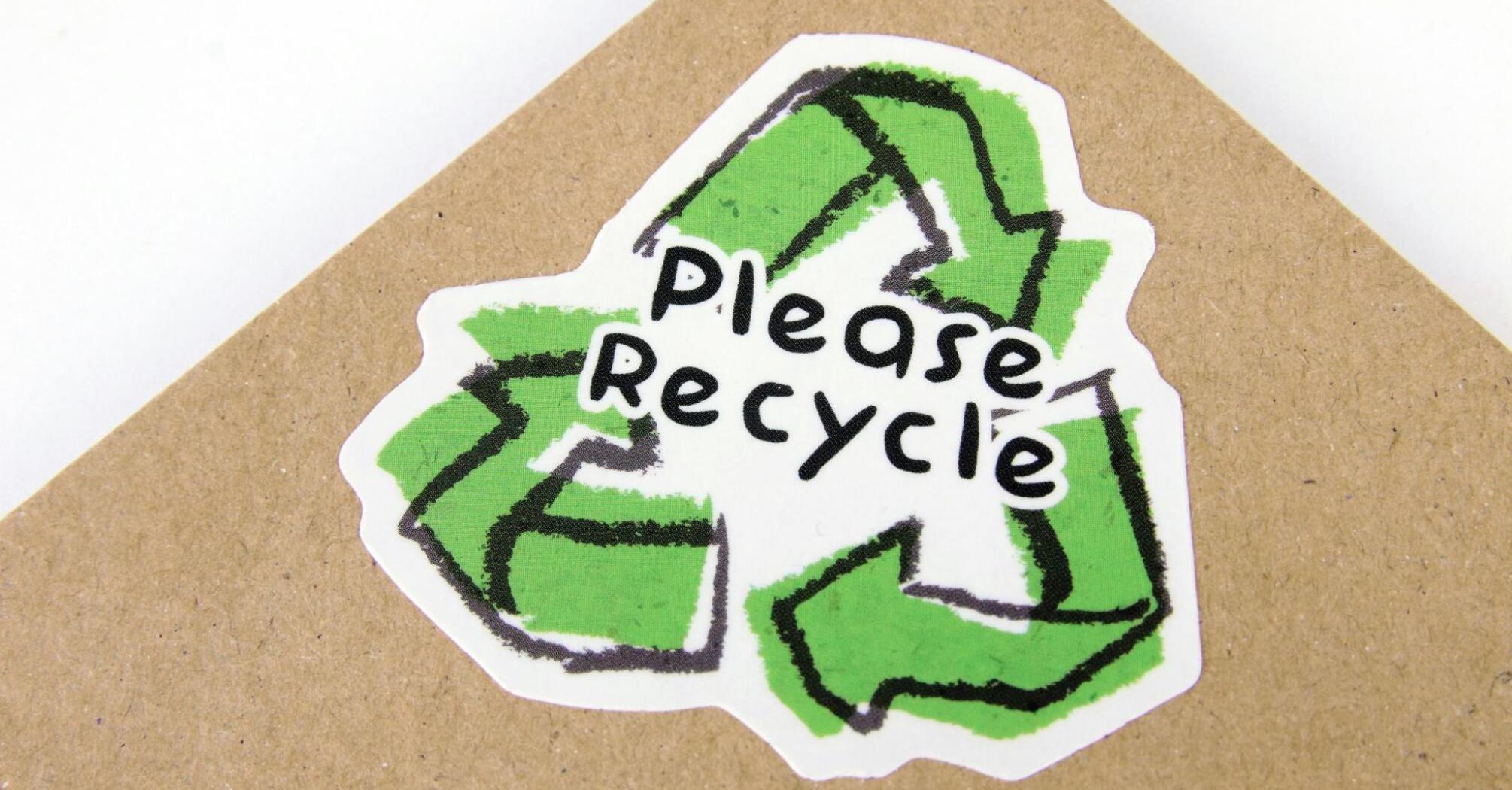 Sticker asking you to recycle waste