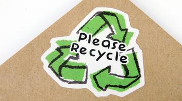 Sticker asking you to recycle waste