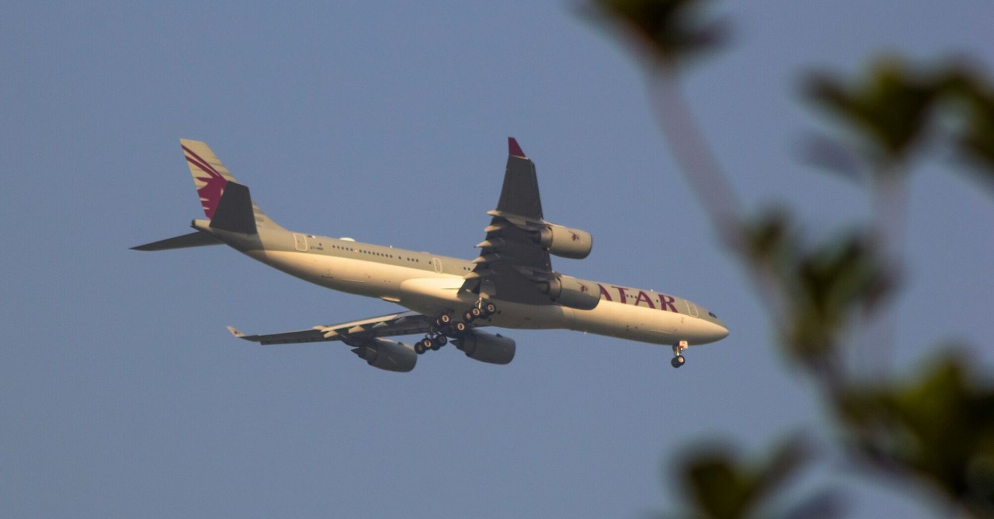 Qatar Airways airplane in flight