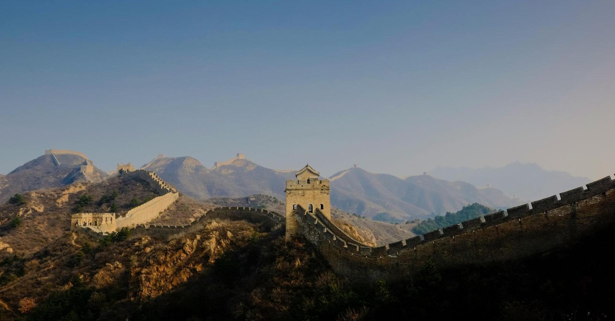 Sunset view of the Great Wall in China
