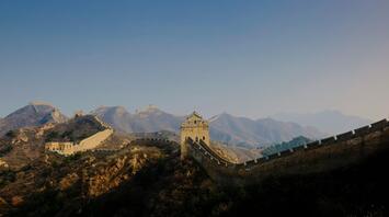 Sunset view of the Great Wall in China