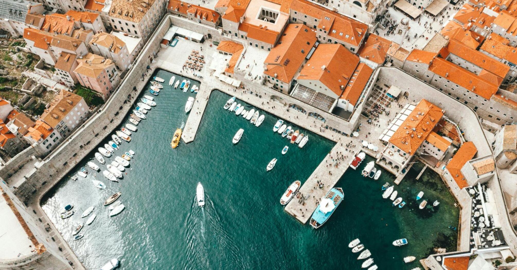 The drone view of Dubrovnik, Croatia