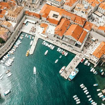 The drone view of Dubrovnik, Croatia