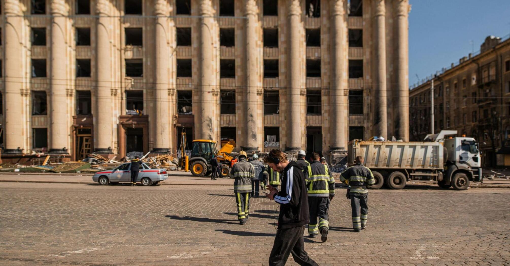 City department building in Kharkiv, Ukraine, destroyed by russians