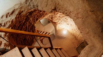 stairs down the cave