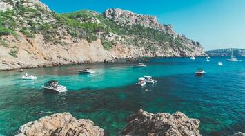 Boats in the bay of Mallorca, Spain