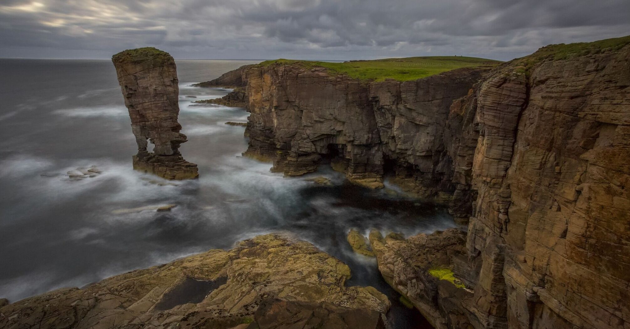 Yesnaby Castle sea stack on Orkney cliffs