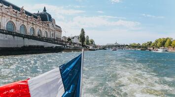 French flag on a boat on the Seine in Paris