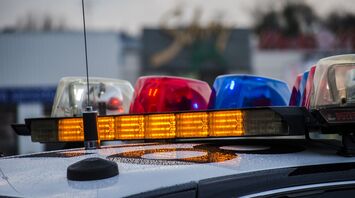 Police car with flashing lights